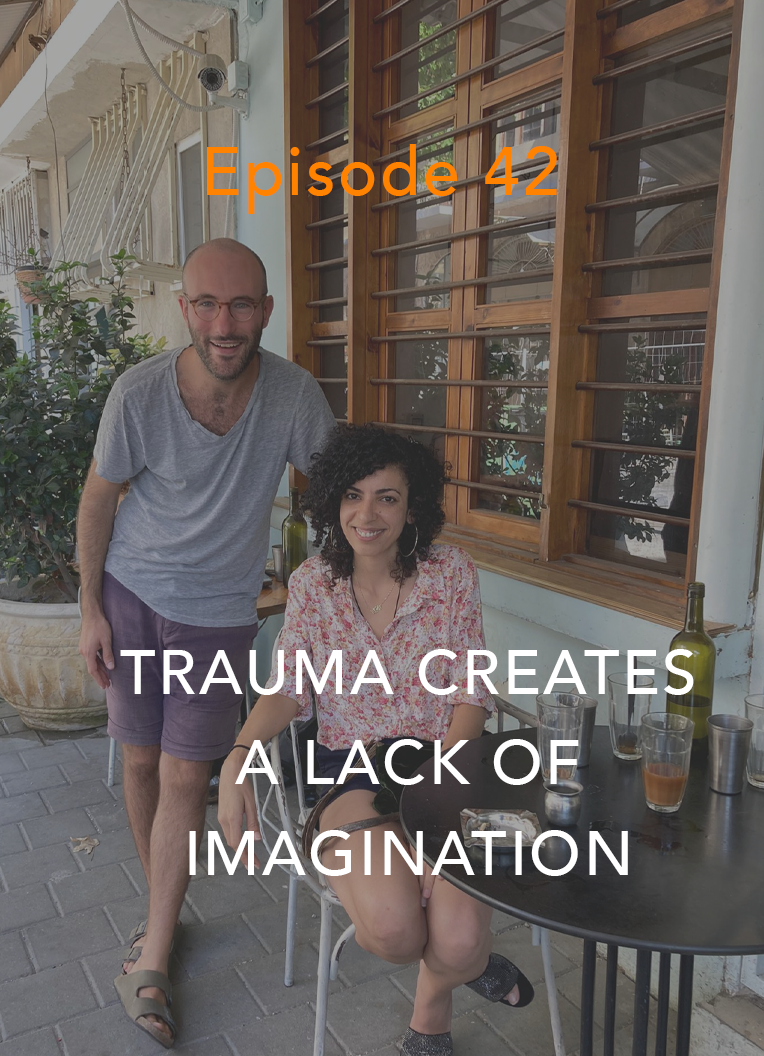 Rana Abu Fraiha is a Bedouin-Palestinian documentary filmmaker and close friend of Guy Ben-Aharon, an Israeli-American theatre director. They are also artists and advocates for peace between Palestine and Israel. They join hosts Gilad Cohen and Taylah Harris-Mungo to discuss how the conflict in the Middle East has impacted them, how trauma affects the way we view the world, and six hour lunches. [Episode 42 Transcript]